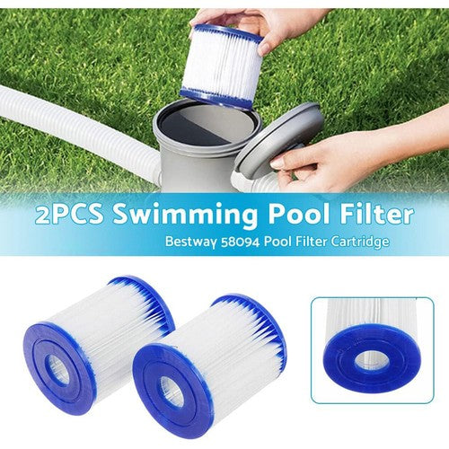 2x Cartucho de filtro Bestway Flowclear tipo II 58094 para bomba Spa Piscina 58383 58386-