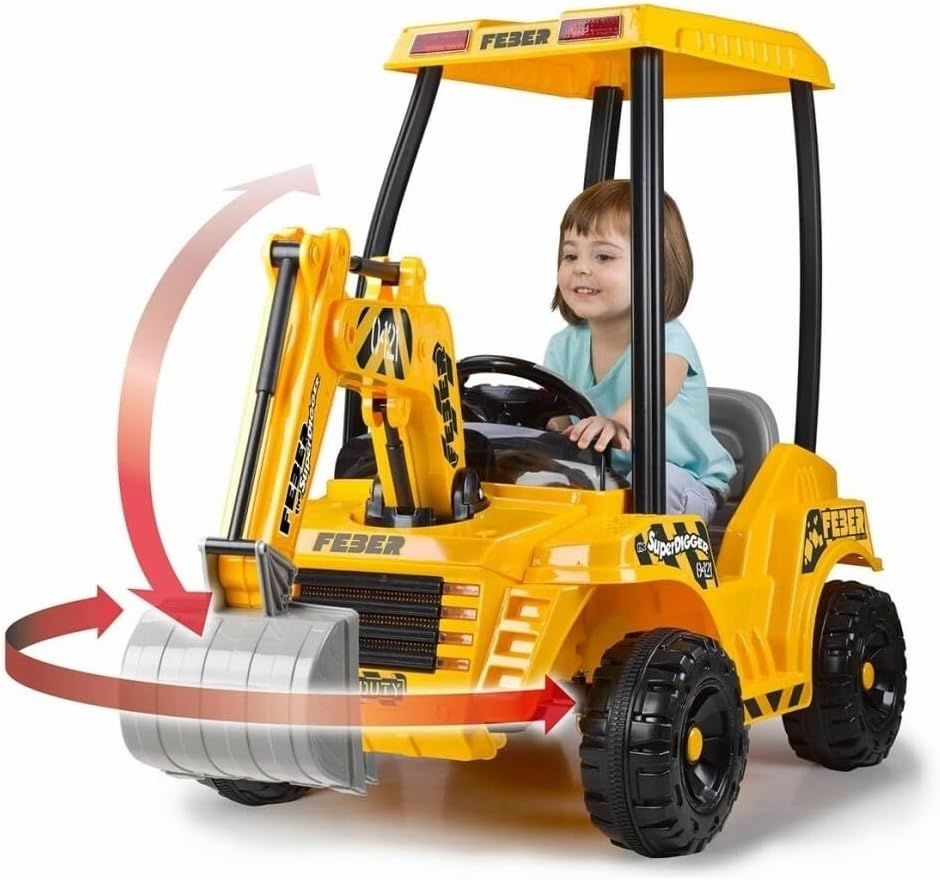 FEBER Super Digger, Excavadora a Batería de 12V con Cargador Incluido