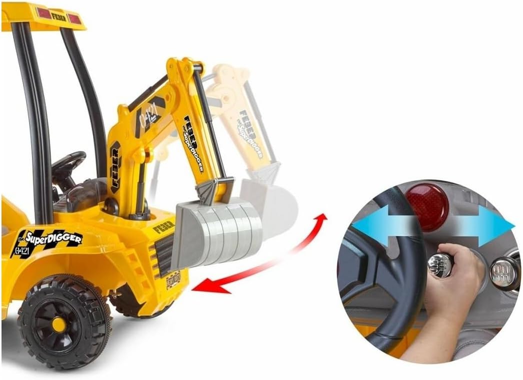 FEBER Super Digger, Excavadora a Batería de 12V con Cargador Incluido