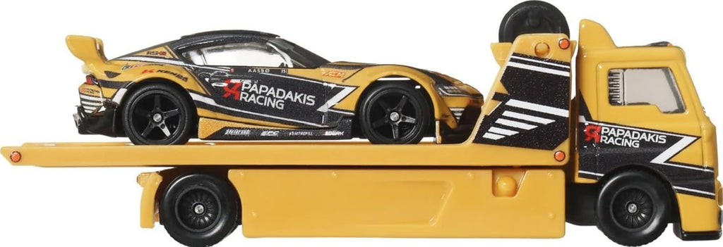 Hot Wheels Team Transport #86 '20 Toyota GR Supra & Fleet Street, Real Riders, Metal/Metal, escala 1:64