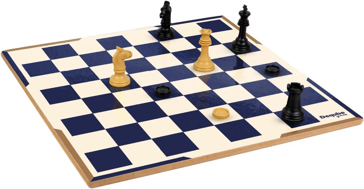 DEQUBE - Juego de Mesa - Ajedrez/Damas - con Accesorios - +7 años (943D00329)
