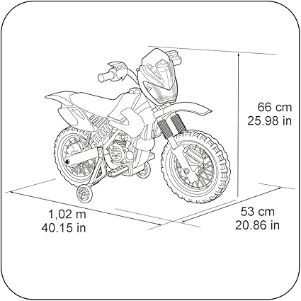 FEBER - Motorbike Cross 400F con Batería de 6V, Luces en los Faros, Sonido de Motor, Claxón y Dos Ruedines Traseros para Estabilidad, Peso Soportado 35 kg, Niños de 3 a 5 años, Famosa (800011250)