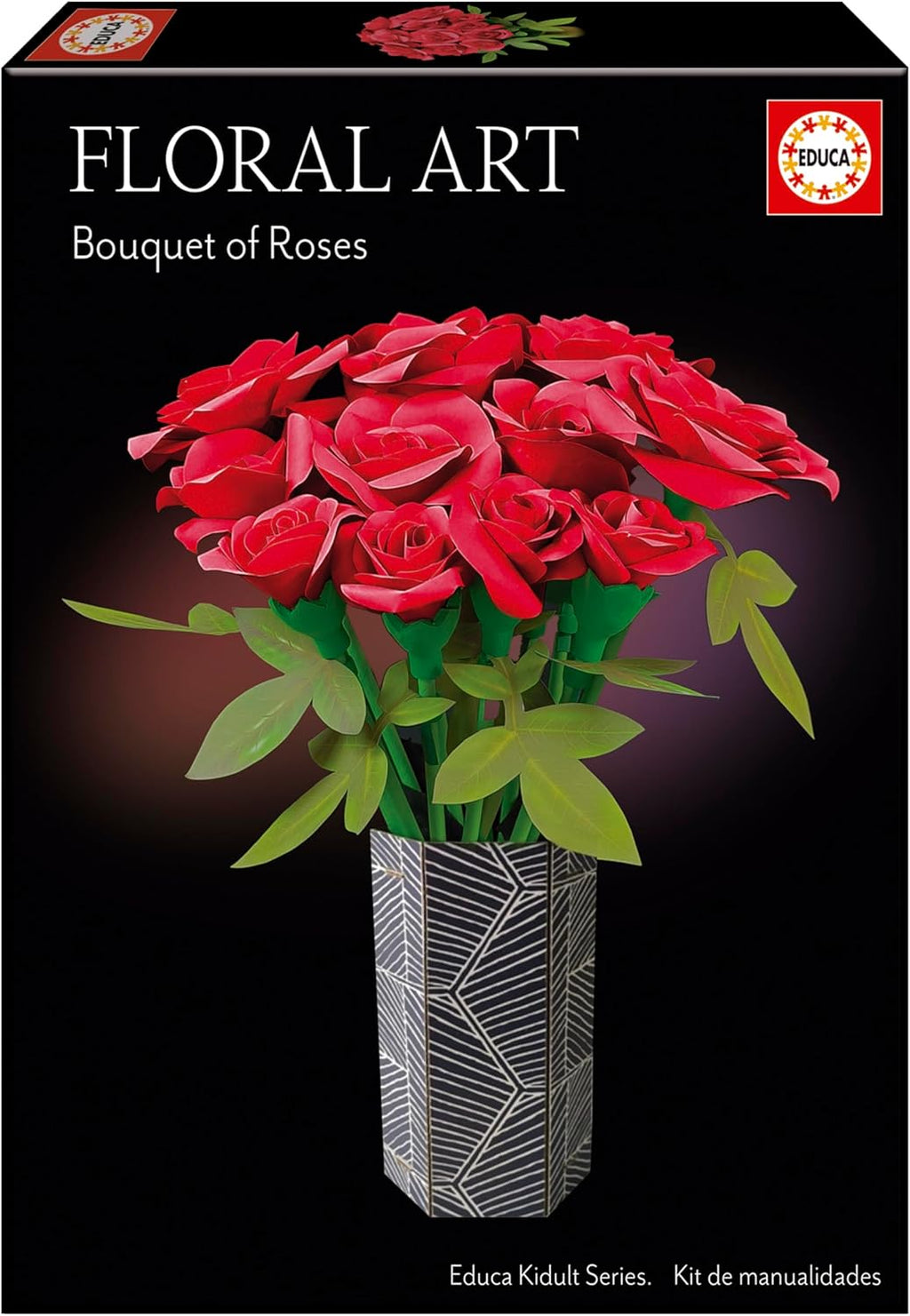 Educa - Ramo de Rosas Floral Art | Kit de Manualidades para Crear 12 Rosas de Papel sin Pegamento ni Tijeras