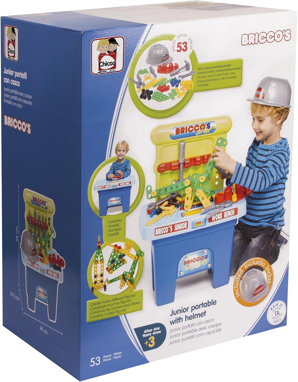 Kids - Bricco's Junior, Toy Workbench with Helmet and 53 Accessories