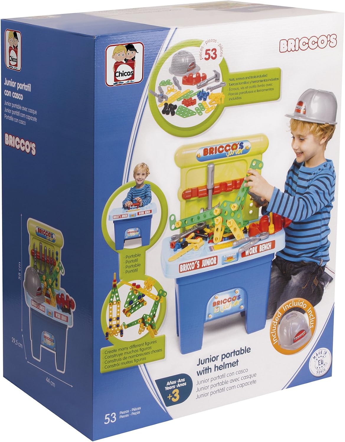 Kids - Bricco's Junior, Toy Workbench with Helmet and 53 Accessories