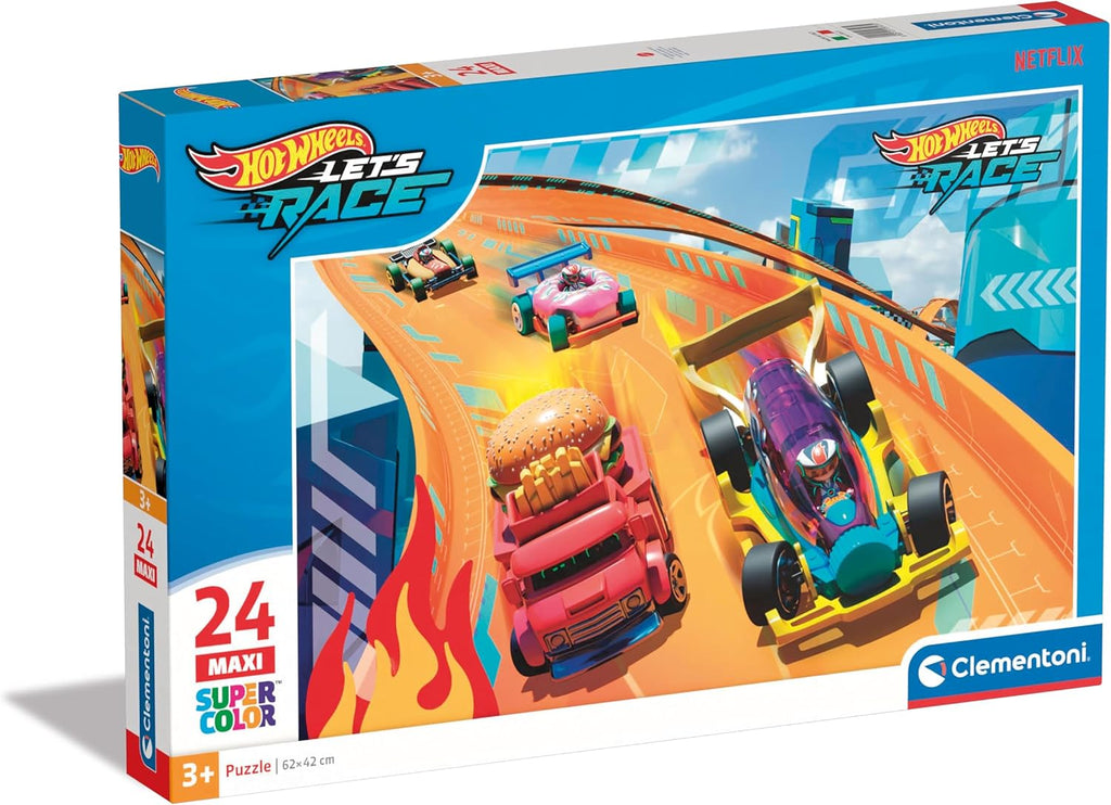 Clementoni Puzzle - Hotwheels - Supercolor Puzzle Infantil De 24 Maxi Piezas, para Niños 3-5 Años