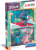 Clementoni Puzzle - Disney Stitch - 2 Supercolor Puzzles Infantiles De 20 Piezas, para Niños 3-5 Años, Desarrolla La Concentraciòn Mentàl Y La Logica, 24809