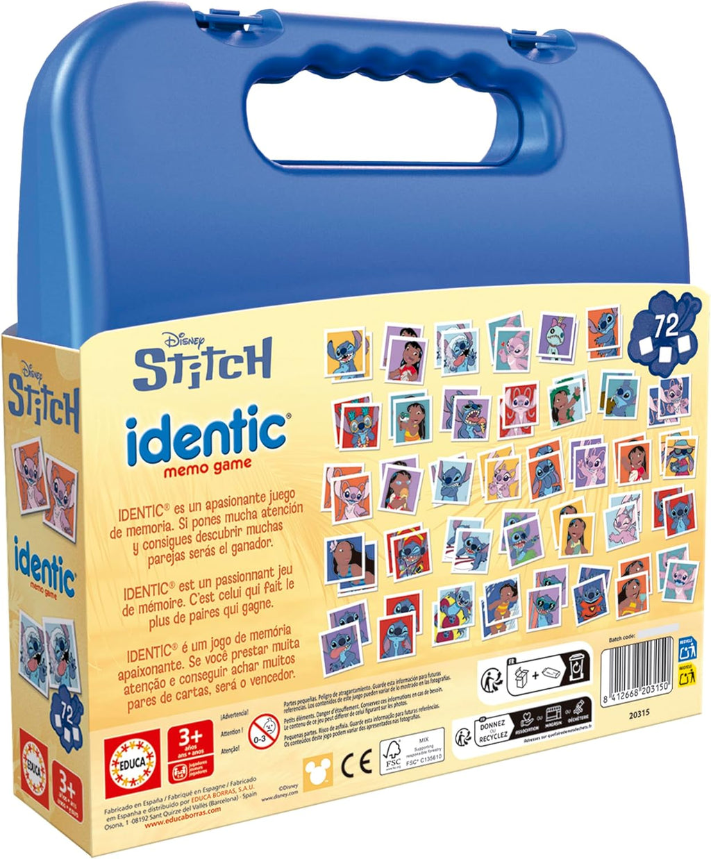 Educa - Identic Stitch. Juego de Memoria Educativo para bebés con 72 Cartas. Encuentra Las Parejas y Trabaja aptitudes básicas como agudeza Visual, atención y Memoria. A Partir de 3 años (20315)