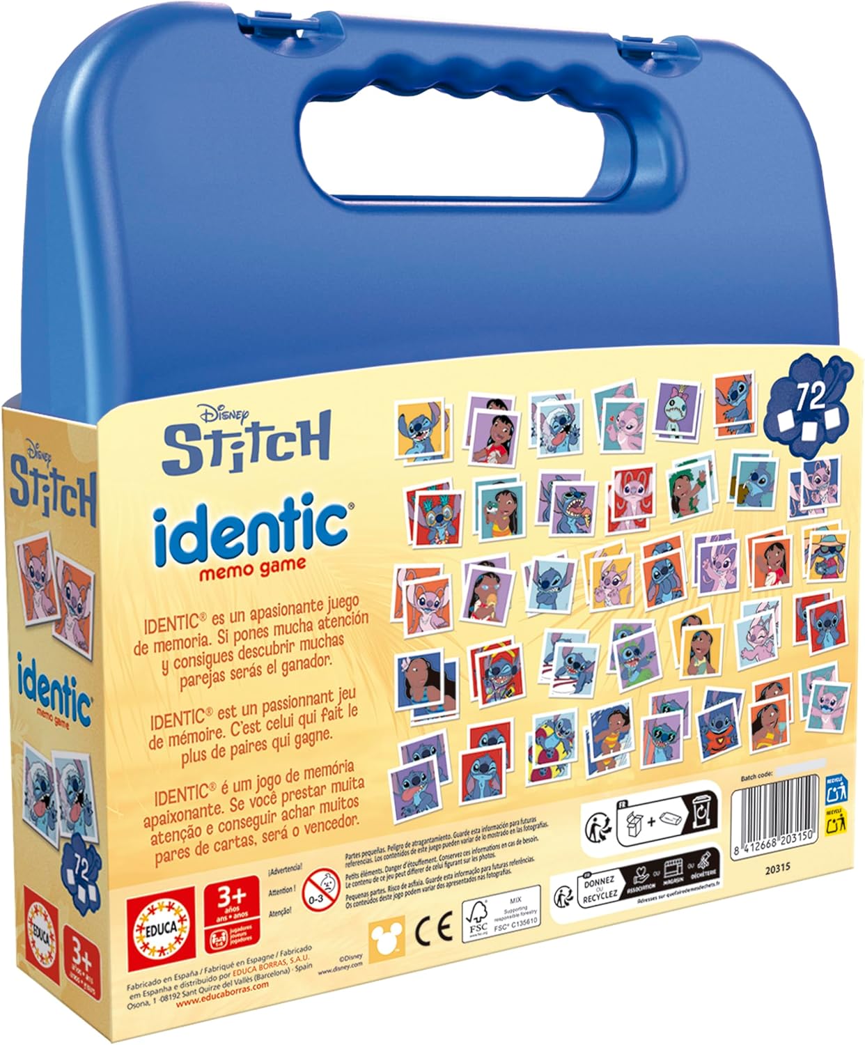 Educa - Identic Stitch. Juego de Memoria Educativo para bebés con 72 Cartas. Encuentra Las Parejas y Trabaja aptitudes básicas como agudeza Visual, atención y Memoria. A Partir de 3 años (20315)