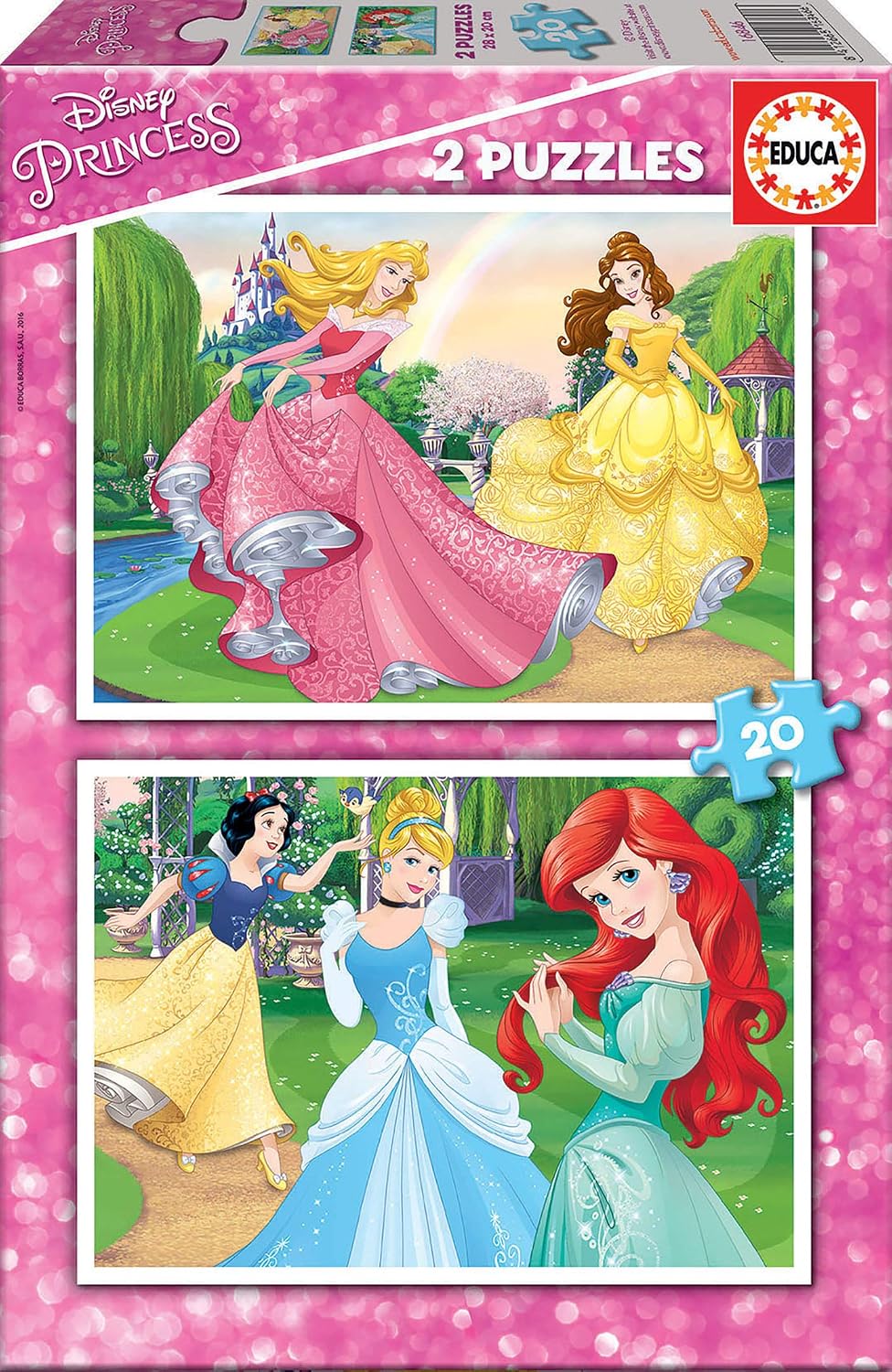 Educa - Disney Princesas 2 Puzzles x 20 Piezas, Multicolor (16846)