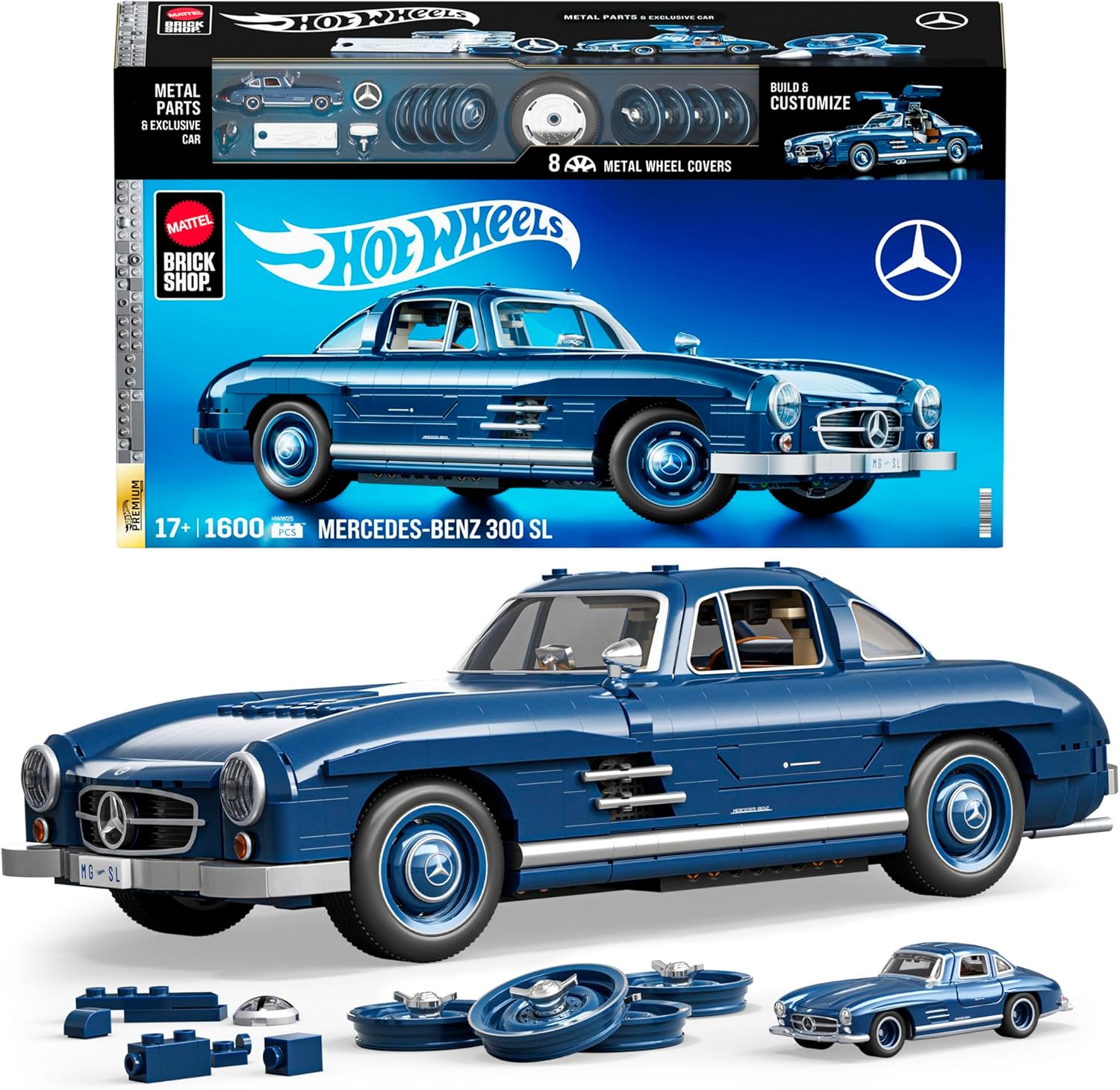 Mattel Brick Shop Hot Wheels Premium Series , juego de construcción Mercedes-Benz 300 SL