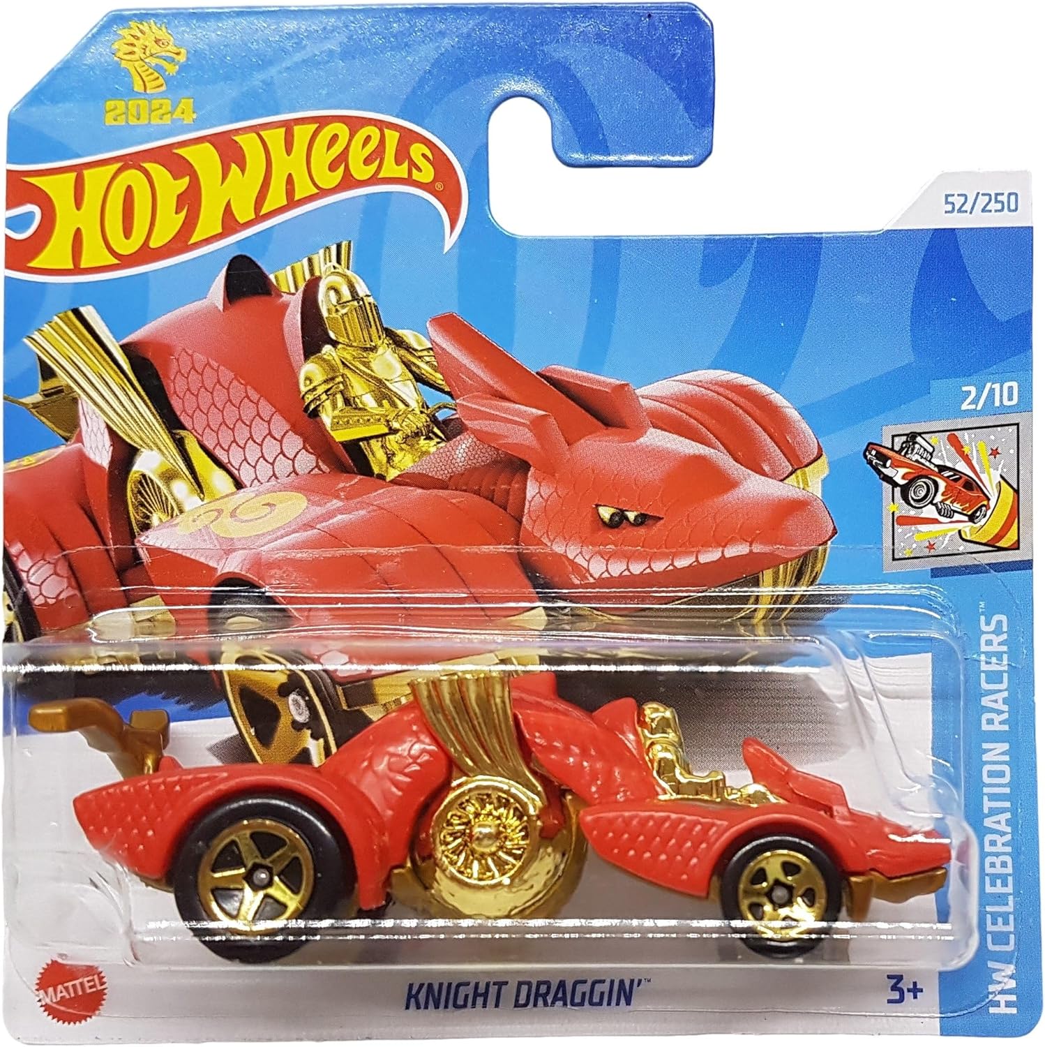Hot Wheels Knight Draggin HW Celebration Racers 2/10 HRY96 Tarjeta corta Año del Dragón Mattel 2024