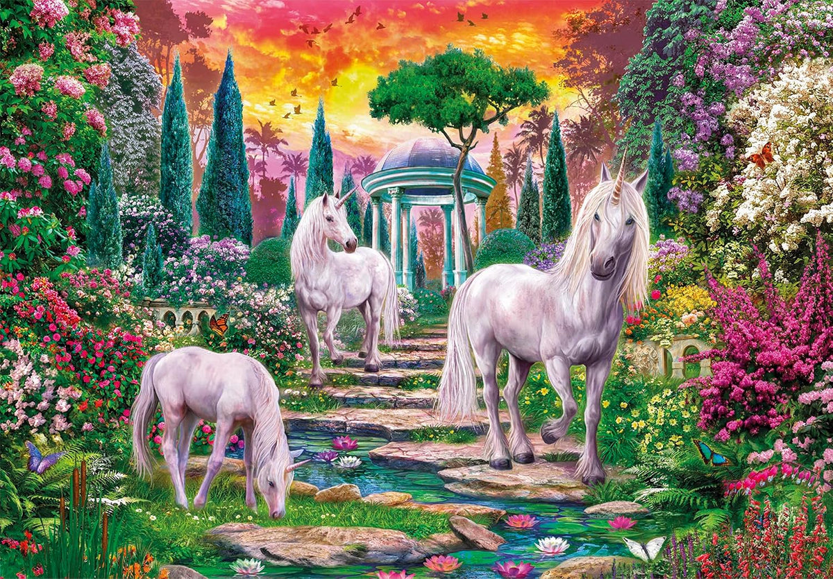 Clementoni - Puzzle Adulto 2000 Piezas Jardín con Unicornios - Desde 14 años (32575)