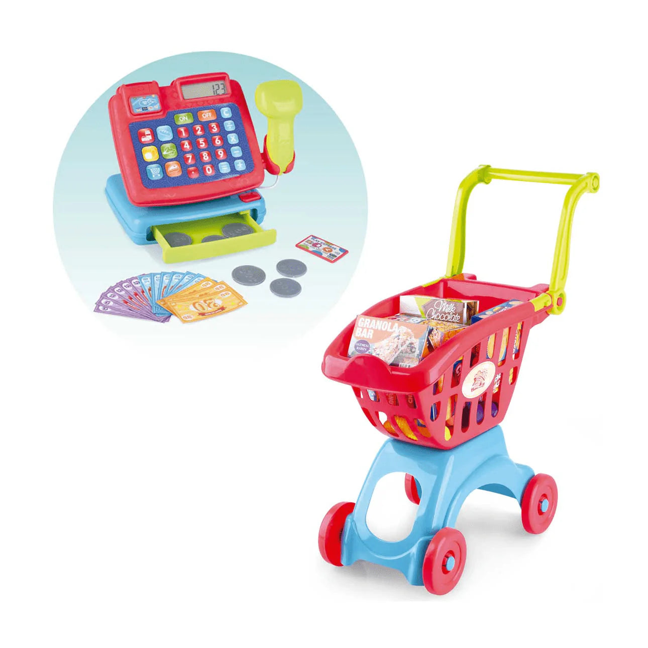 Role Planet Cash Register and Shopping Cart Pretend Play Home