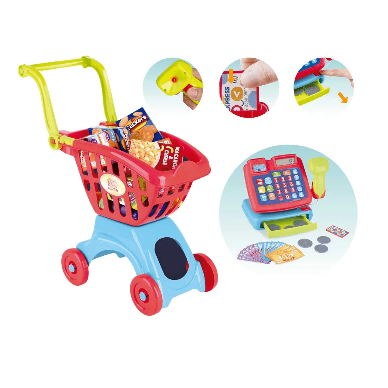 Role Planet Cash Register and Shopping Cart Pretend Play Home