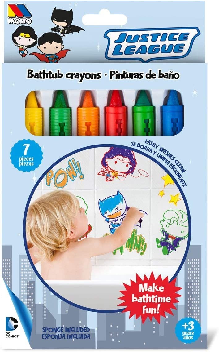 Batman- Set de rotuladores y esponja para el baño con 6 colores diferentes
