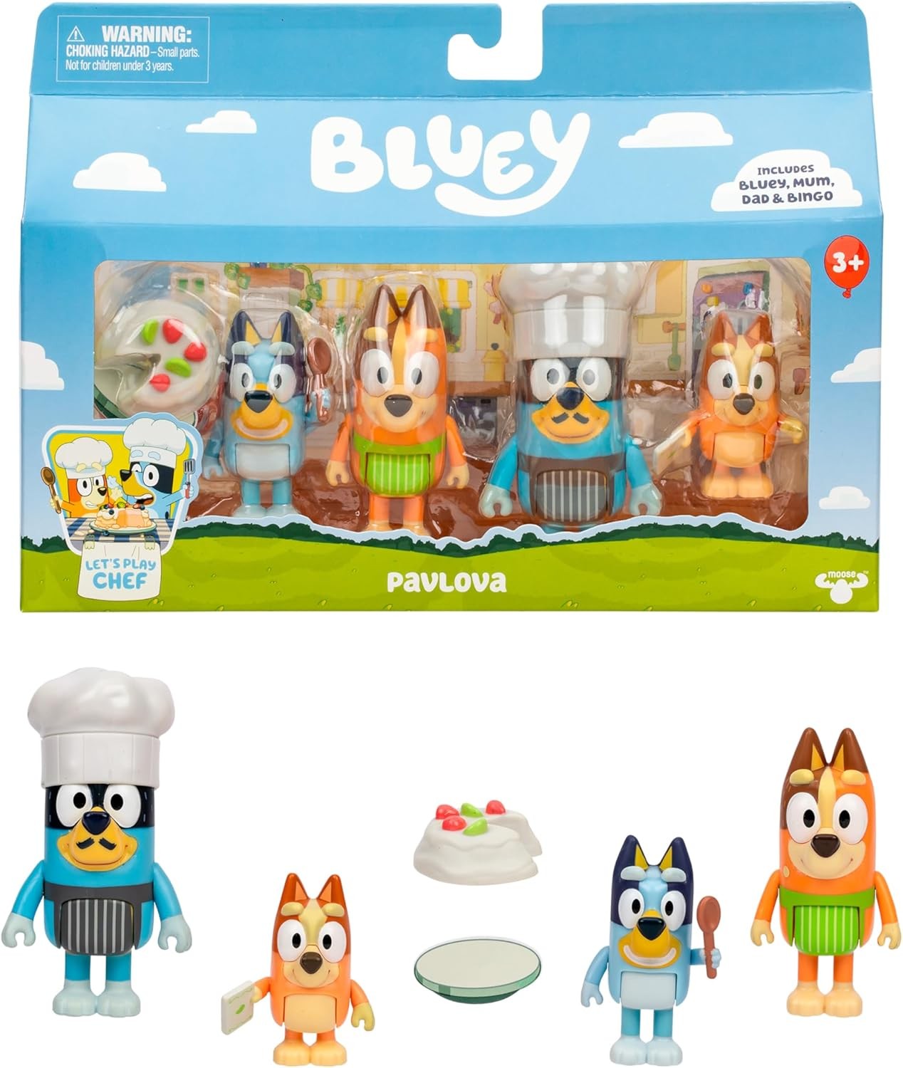 Bluey Es la Hora de la Tarta paulova Pack de 4 Figuras