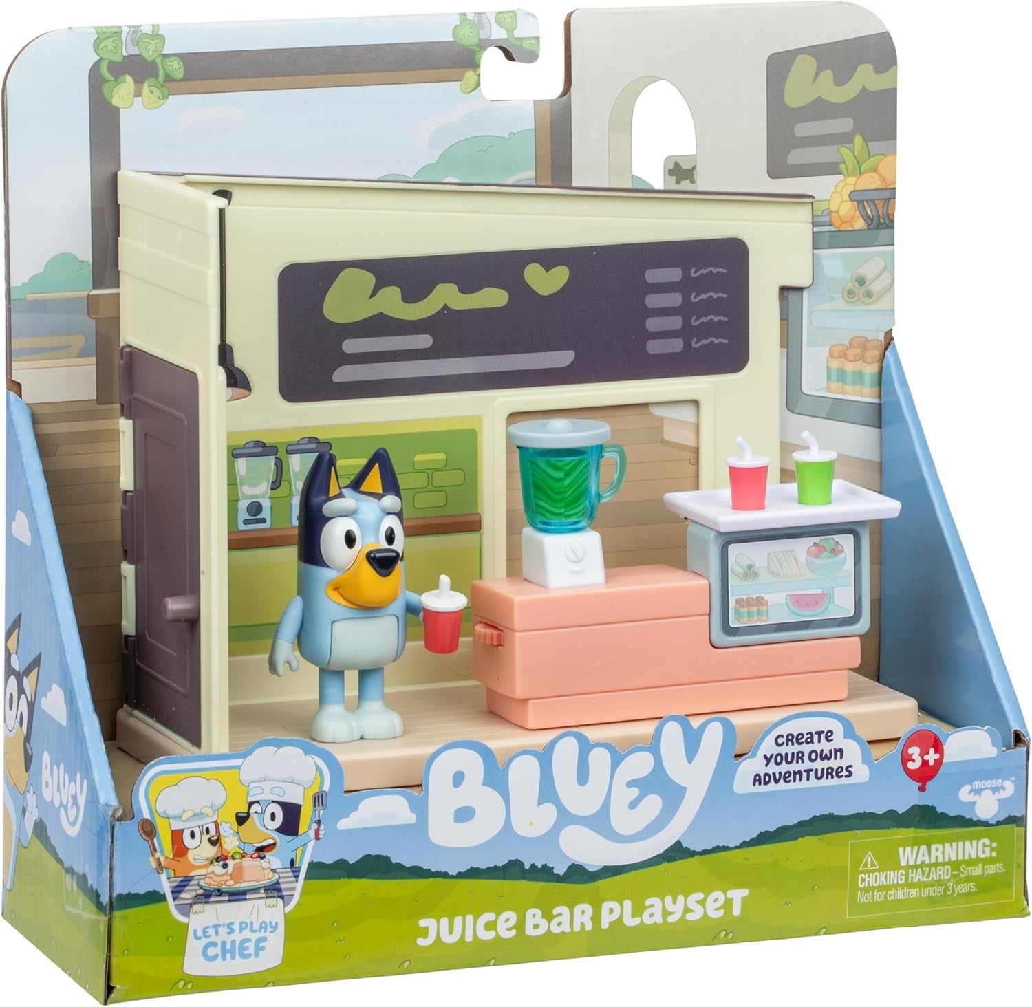 Bluey Set de Juego Puesto de zumos, Incluye Figura articulada, Ayuda elaborar deliciosos zumos y Batidos