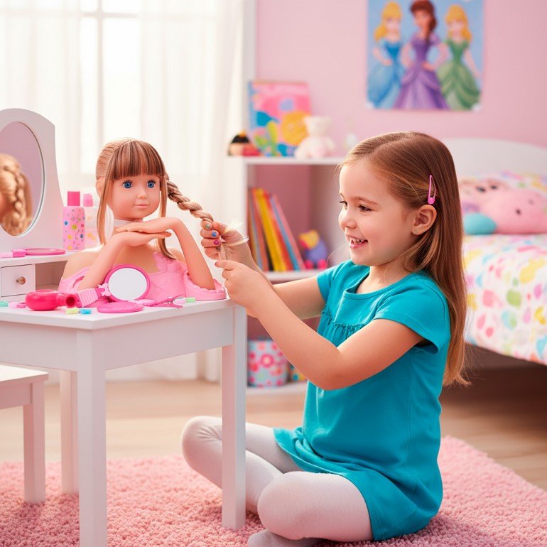 BUSTO DE NIÑA CON SET DE PELUQUERIA - TACHAN