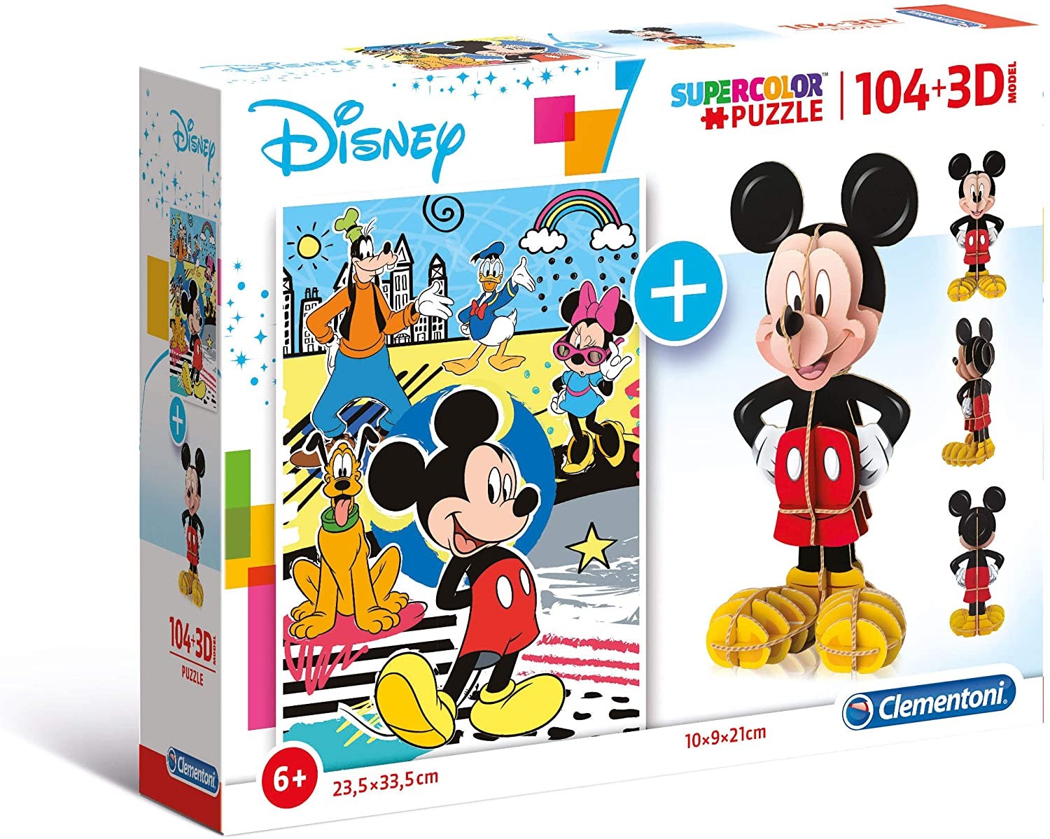Clementoni-20157 Mickey Puzzle 104 Pieces + 3D Model