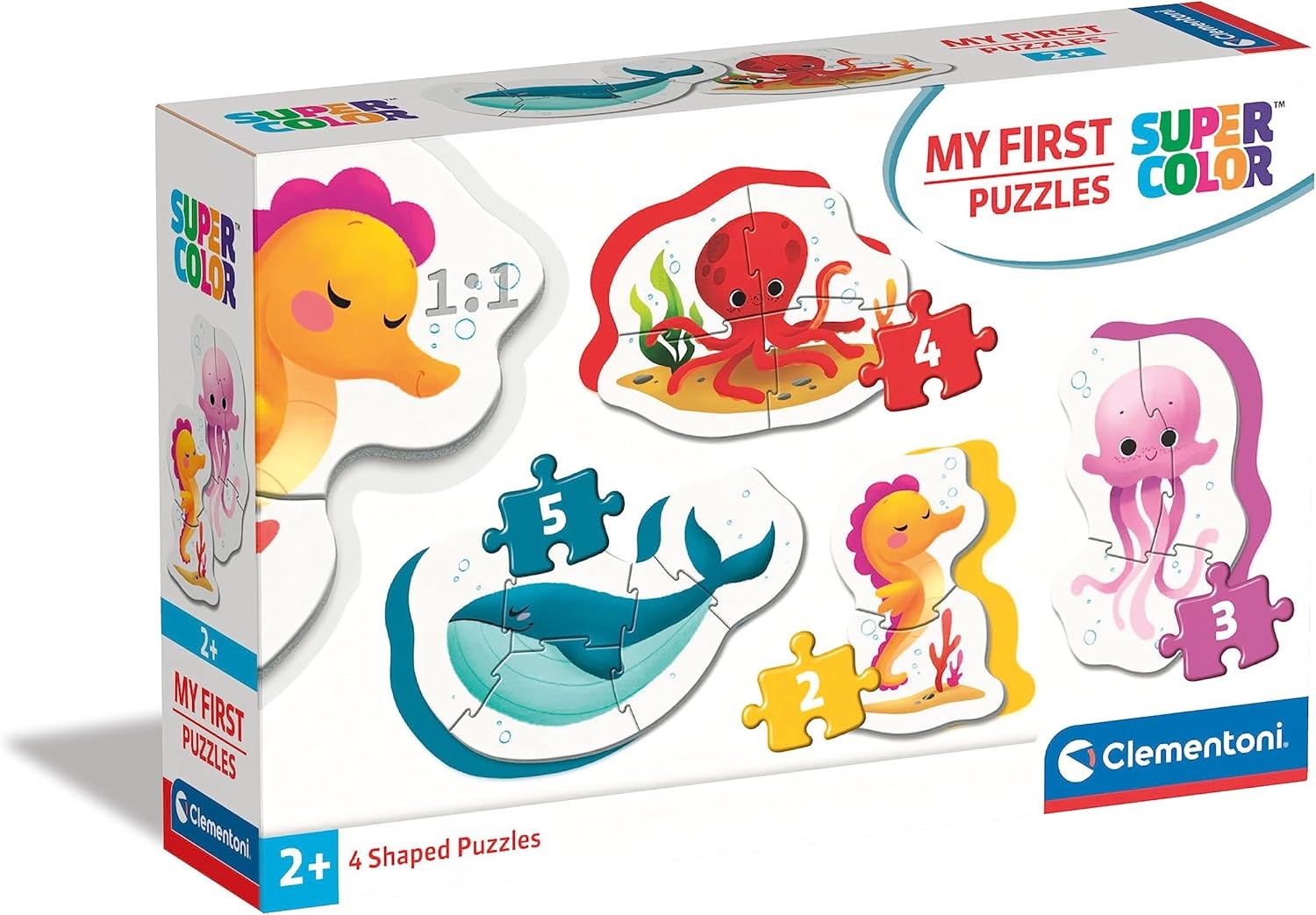 Clementoni 20835 My First Puzzles, Sea Life, Puzzles Infantiles Progresivos, 3-6-9-12 Piezas