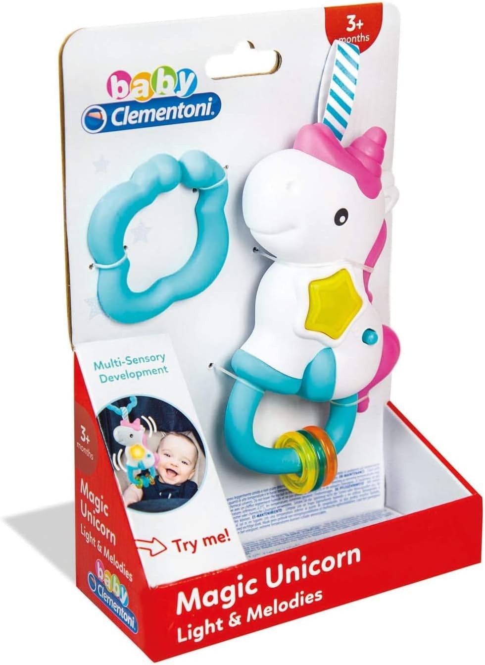 Clementoni - Baby Sonajero Musical Unicornio - sonajero bebé a Partir de 3 Meses (17333)