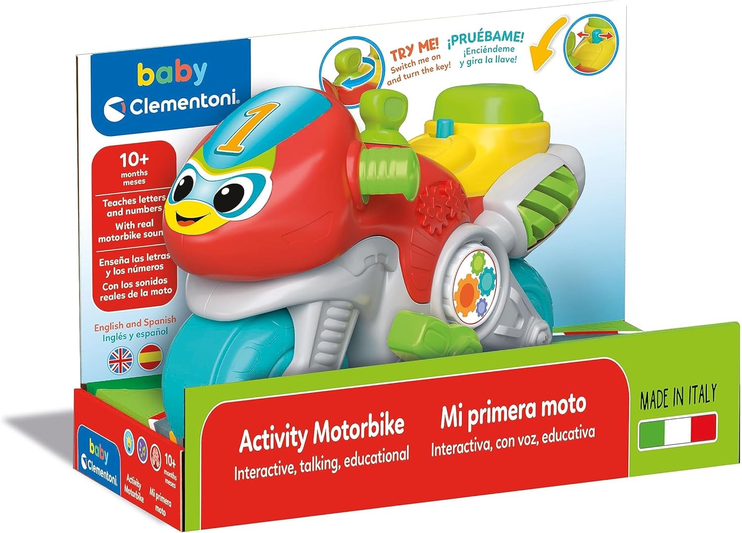Clementoni Marcial Moto Mundial Moto Bebé interactiva, con Botones Interactivos