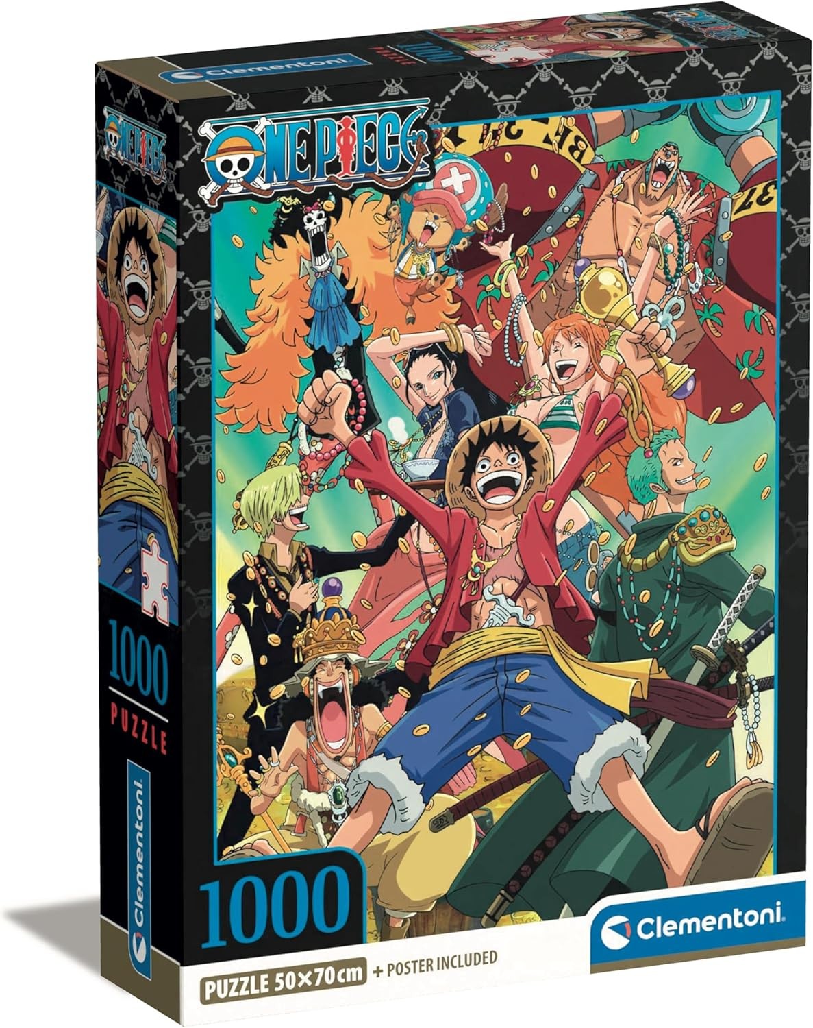 Clementoni One Piece 39921 Puzzle de 1000 Piezas con póster – Juego de táctica para los Fans del Manga y del Anime