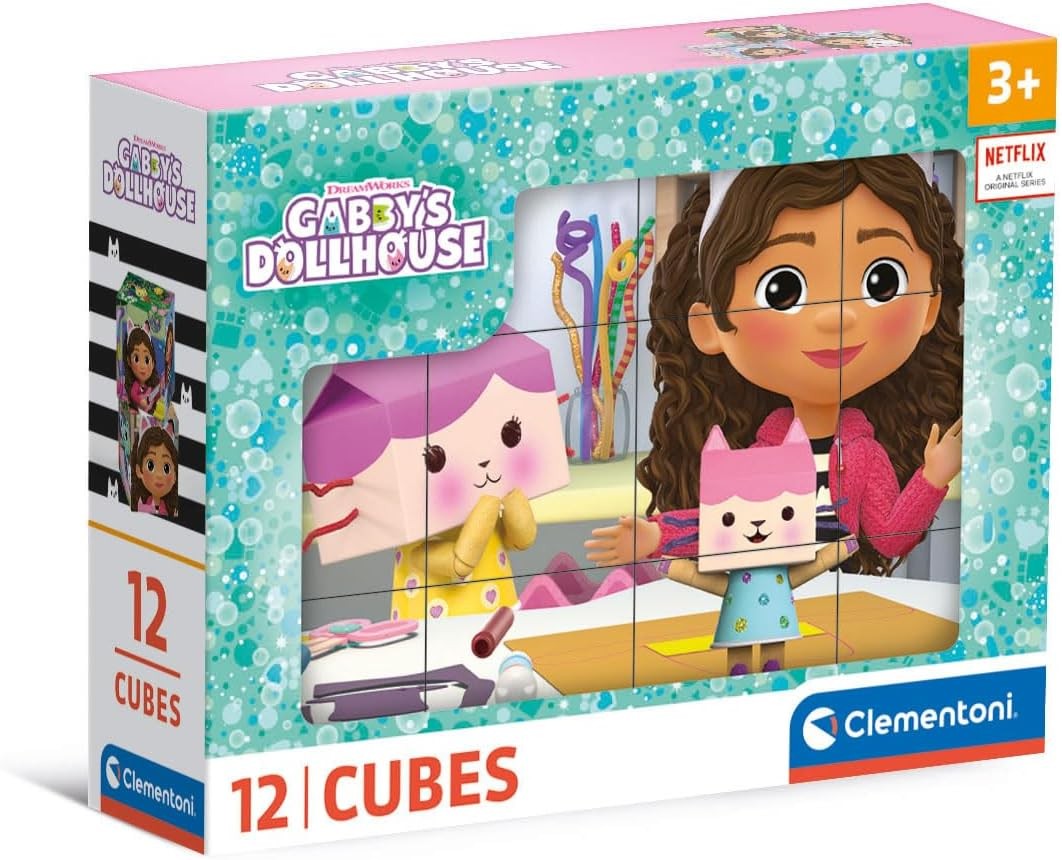 Clementoni Puzzle - Gabby'S Dollhouse Un Paquete De 12 Cubos
