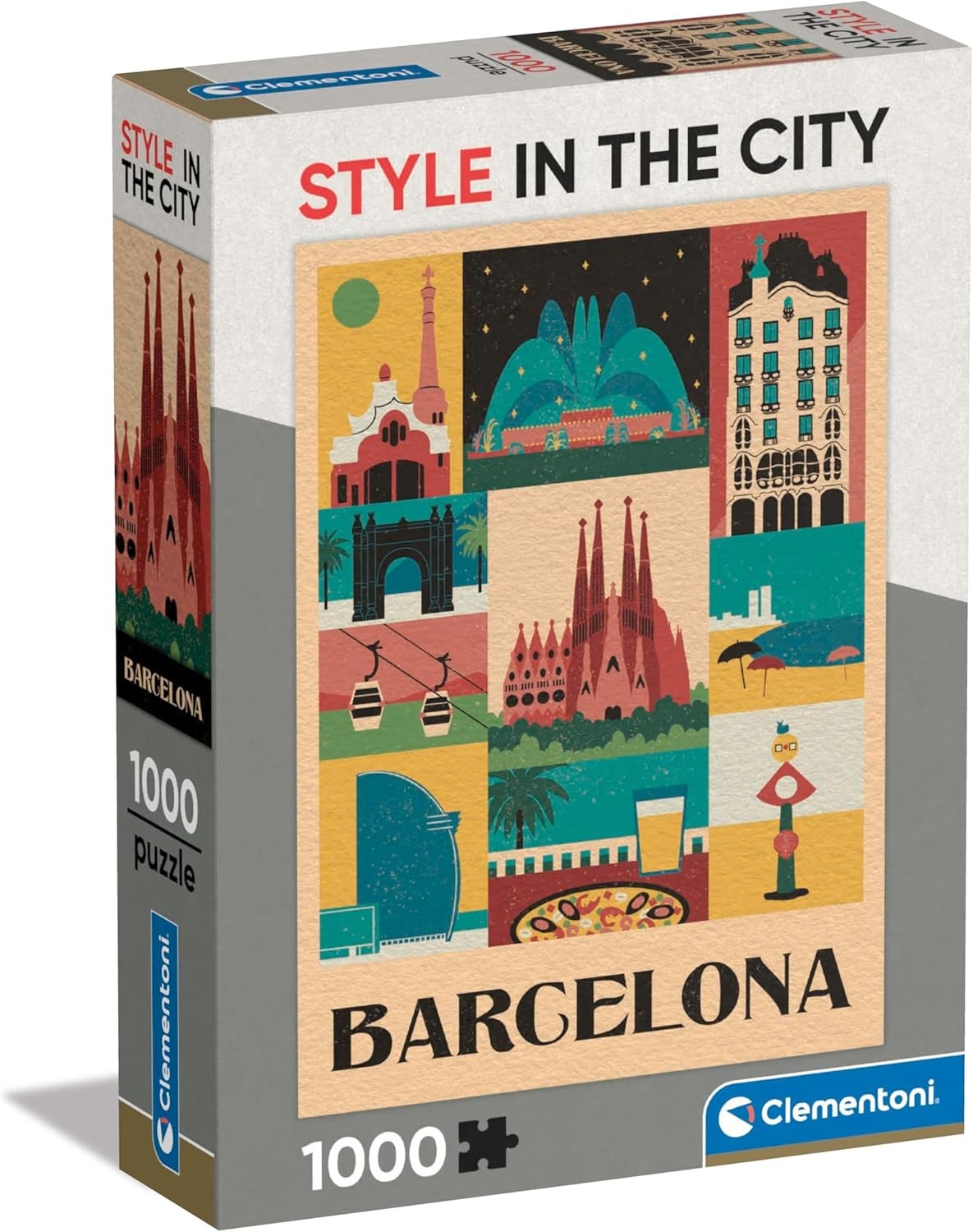 Clementoni Style In The City-Barcelona-Puzzle De 1000 Piezas, Rompecabezas Adultos, Entretenimento, 39847, Multicolor