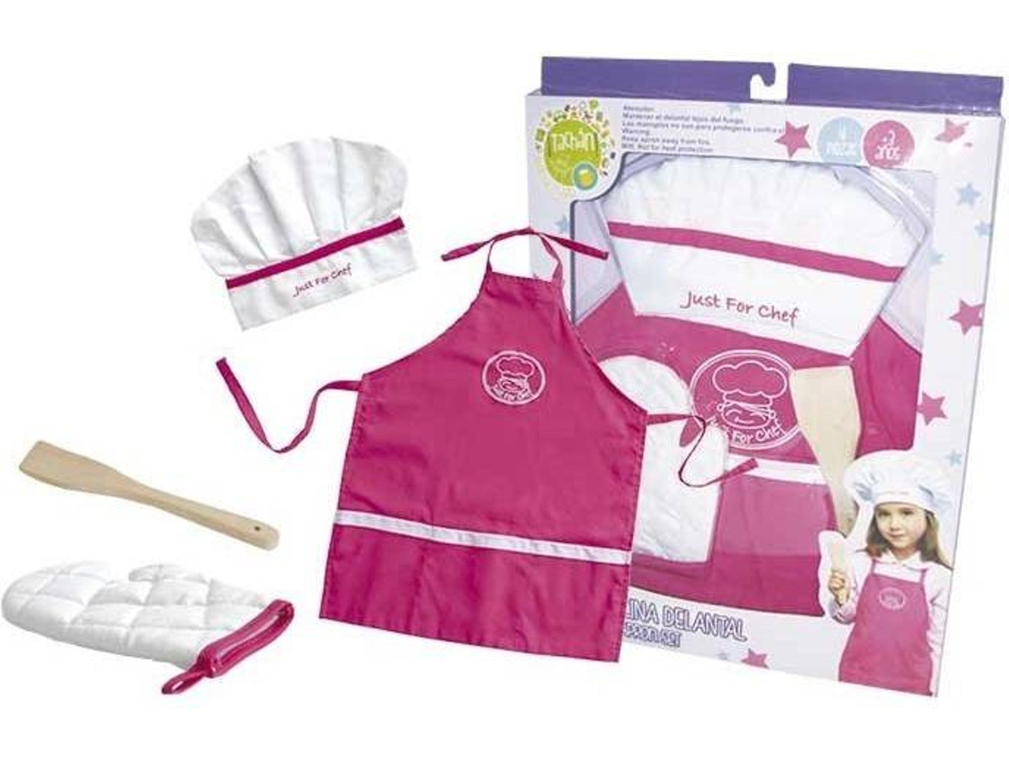 PINK AND WHITE CHEF Set with Apron