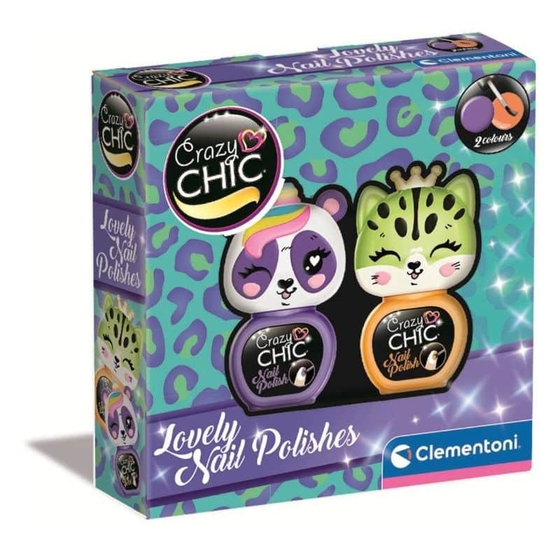 Crazy Chic – Lovely Nail Polishes Kit 2 esmaltes, 6 años, decoración de uñas, no tóxico, a Base de Agua
