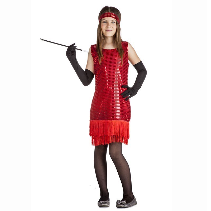 CHILDREN'S CHARLESTON COSTUME RED 5-6 YEARS