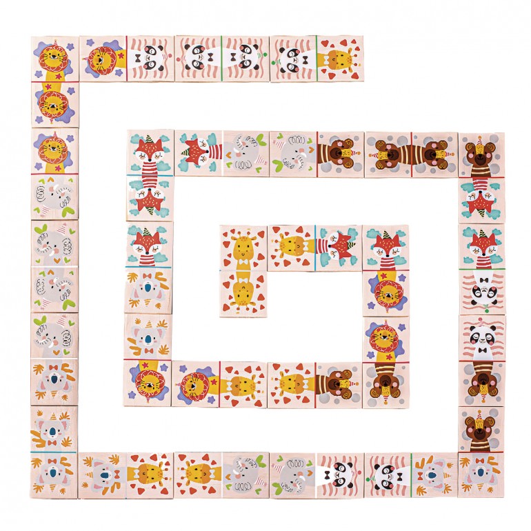 Wooden Children's Dominoes - Interlocking - Includes 28 Pieces and storage box