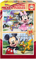 Educa 18876 Mouse Disney Mickey and Friends. 2 Puzzles Infantiles de Madera de 25 Piezas