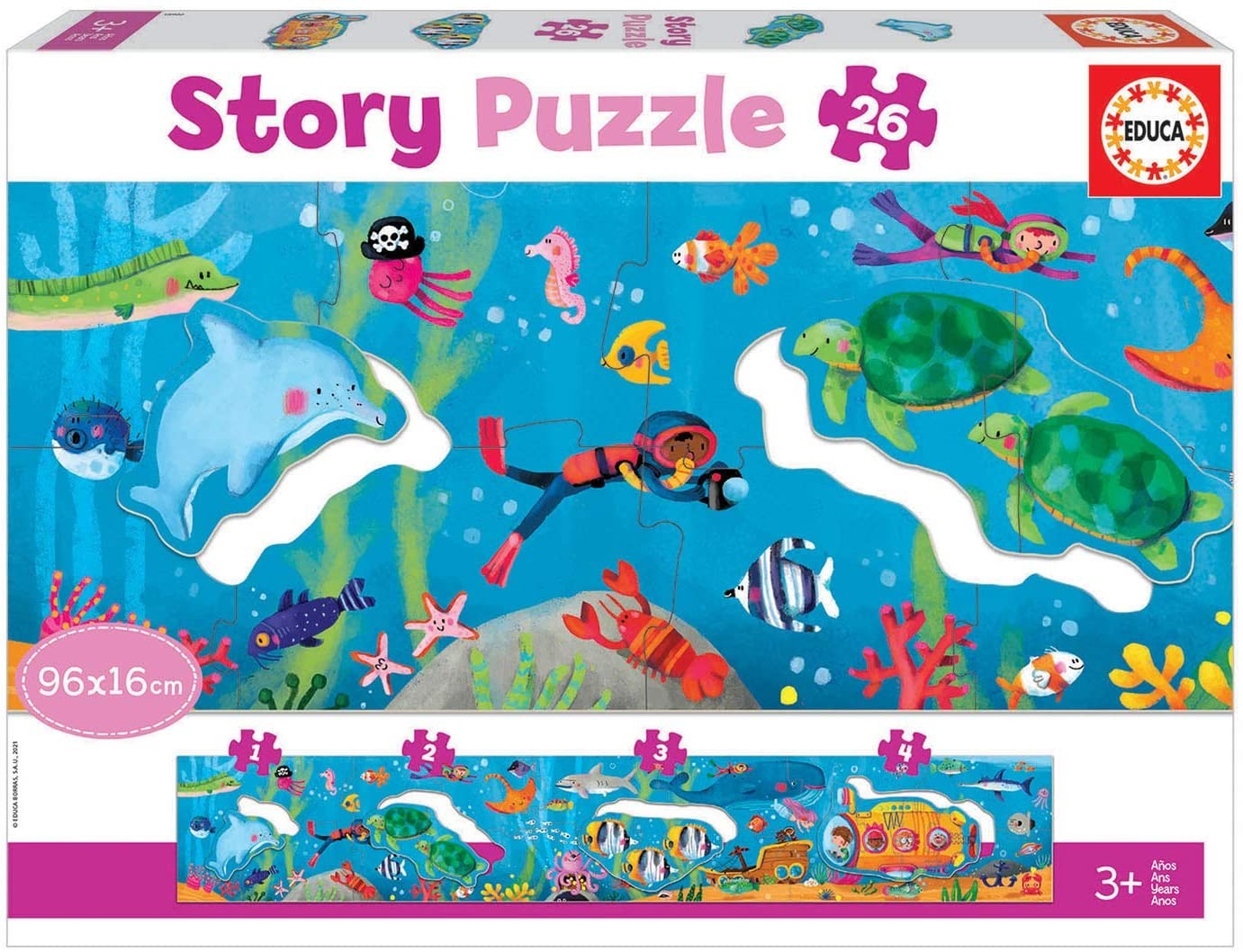 Educa 18902 Didacta Story Underwater World. Kids' Panoramic Puzzle. 26 Pieces