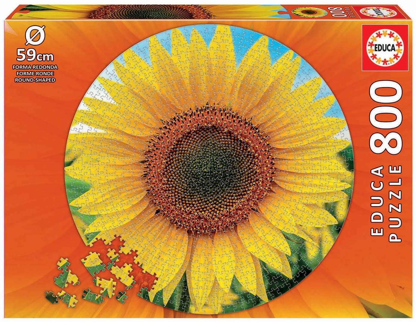 Educa 19034 Round Sunflower. 800 Piece Round Puzzle