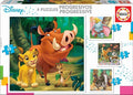 Educa - 4 PUZZLES Disney Animals Dumbo, Bambi, Lion King, The Jungle Book Progressive Puzzle Set (18104)