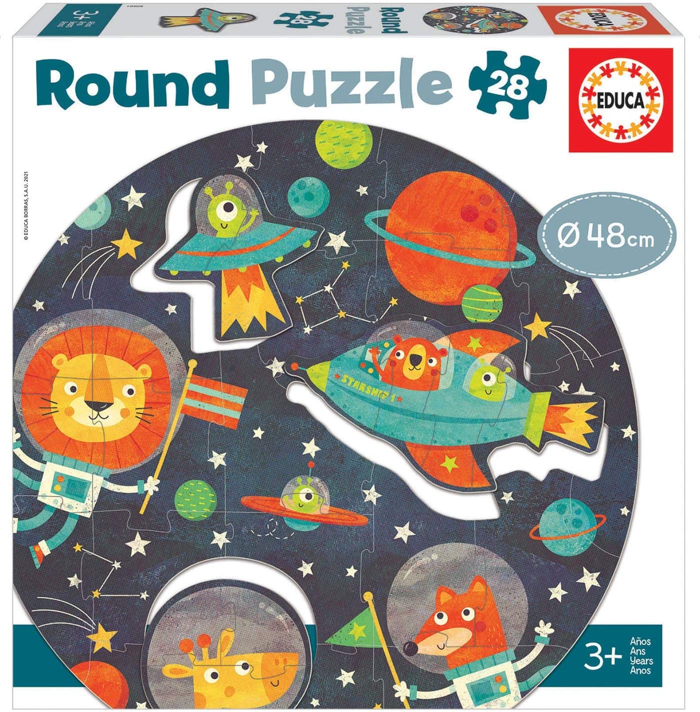 Educa - Round Espacio. Puzzle Redondo Infantil. 28 Piezas.