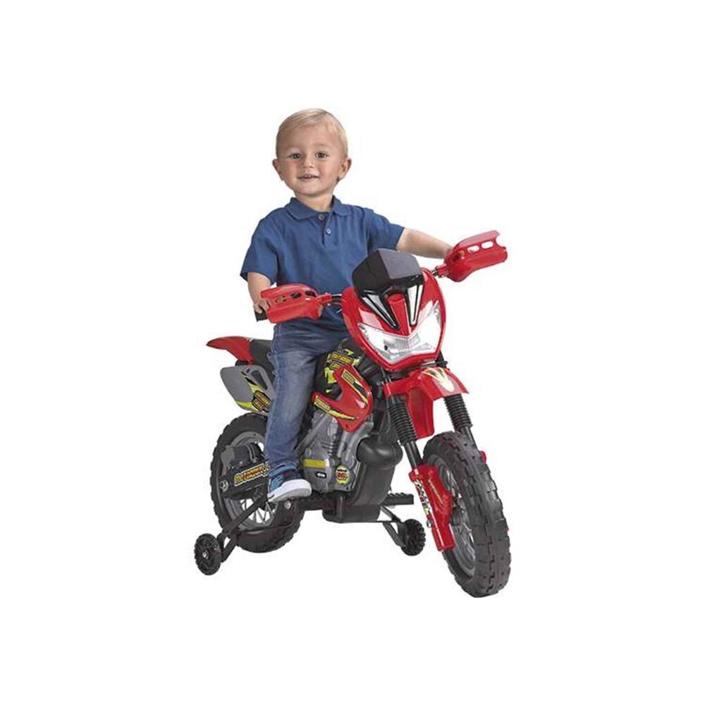 FEBER - Motorbike Cross 400F con Batería de 6V, Luces en los Faros, Sonido de Motor, Claxón y Dos Ruedines Traseros para Estabilidad, Peso Soportado 35 kg, Niños de 3 a 5 años, Famosa (800011250)