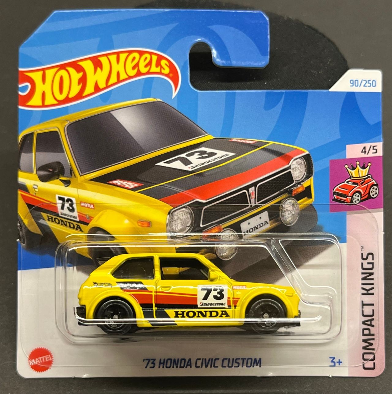 Hot Wheels Compact Kings 2024 1973 Honda Civic Custom Yellow HTC19