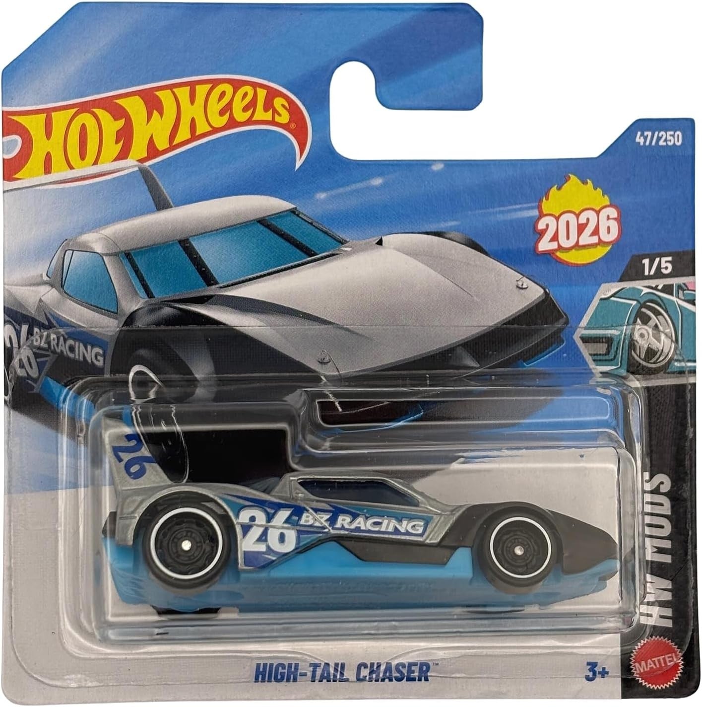 Hot Wheels - High Tail Chaser - HW Mods 1/5 - Short Card - JJK92 - Plata azul - Mattel 2026