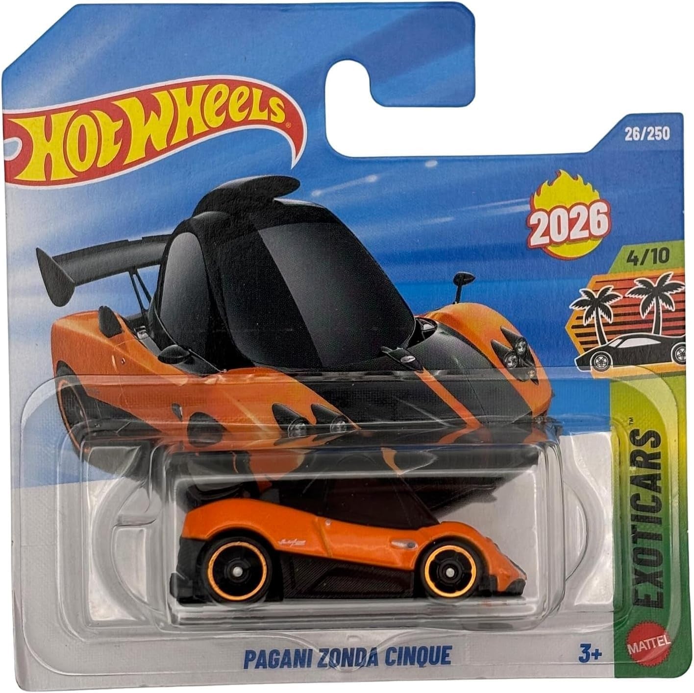 Hot Wheels - Pagani Zonda Cinque – Exoticars 4/10 – JJK75 – Short Card – Tooned Version – Comic Style – Mattel 2026