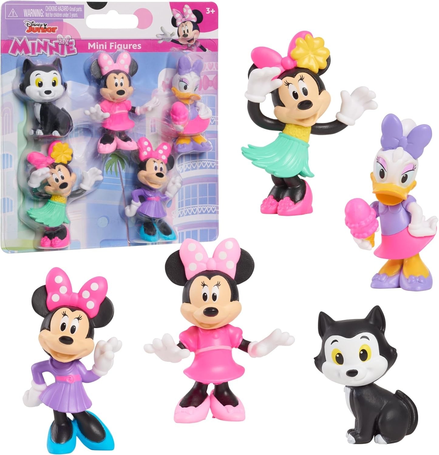Just Play Paquete de 5 Minifiguras Minnie Mouse de Disney Junior, de 4,3 cm a 6,9 cm de Alto