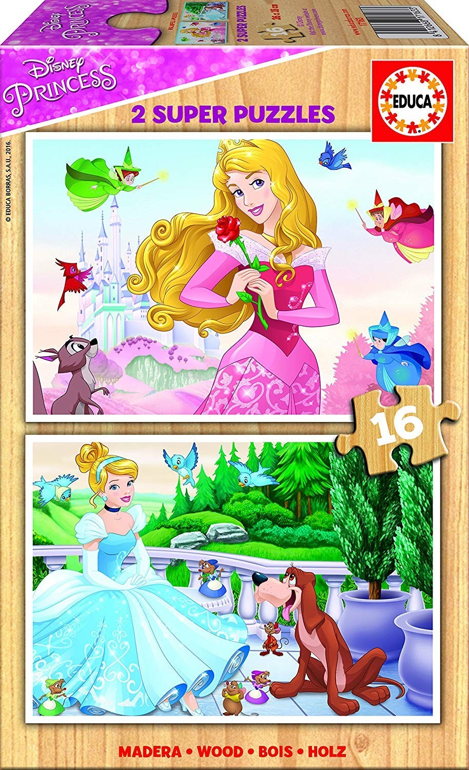 WOODEN PUZZLE 2X16 PCS PRINCESSES