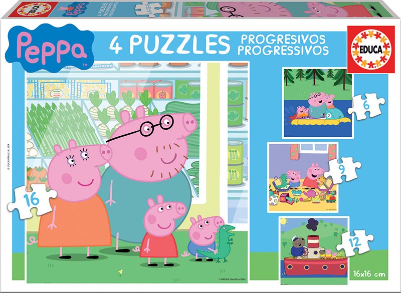 PUZZLES PROGRESIVOS PEPPA PIG 6+9+12+16