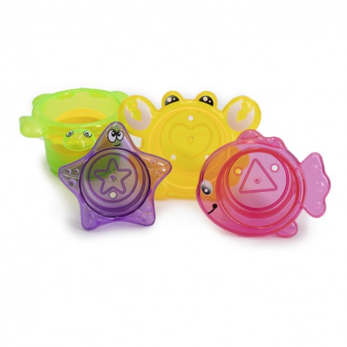 Set de Juguetes de baño y Piscina para bebés con Red de Pesca y 8 Accesorios Blandos y Coloridos con Animales Marinos